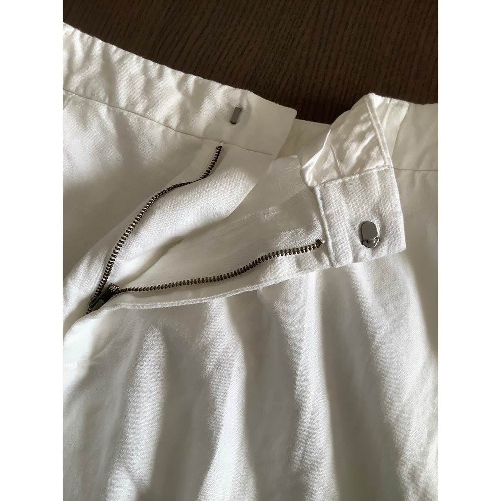 J. Crew Womens White Linen Blend Wide Leg Pleated High Rise Pants Size 12 - Picture 10 of 12